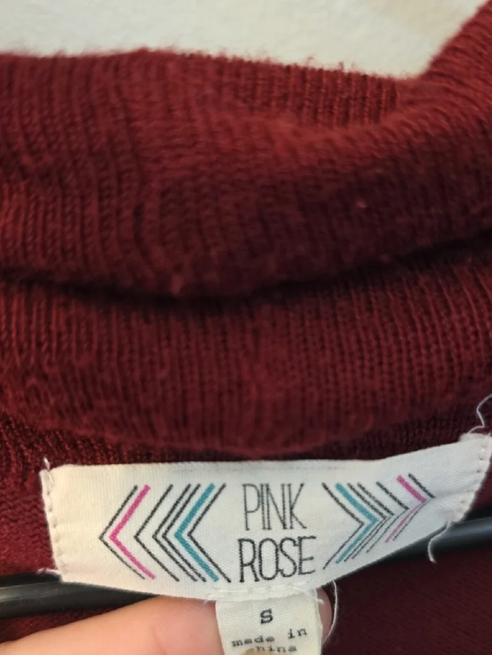 Pink Rose Maroon Cowl Neck Tunic Sweater